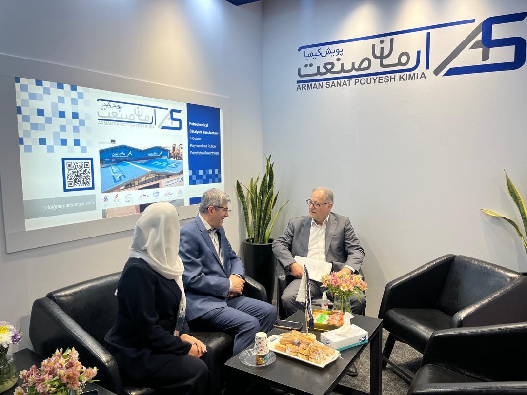 The presence of the Mr.Maghazei, the esteemed vice president of production of Bakhtar Group, at the Arman Sanat Pouyesh Kimia Company, a subsidiary of Nano Pouyesh Kimiya Company, booth at the 19th Iran Plast Exhibition